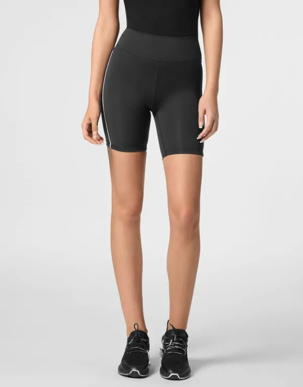 Philipp Plein Silky Soft Piping Biker Shorts black Hot