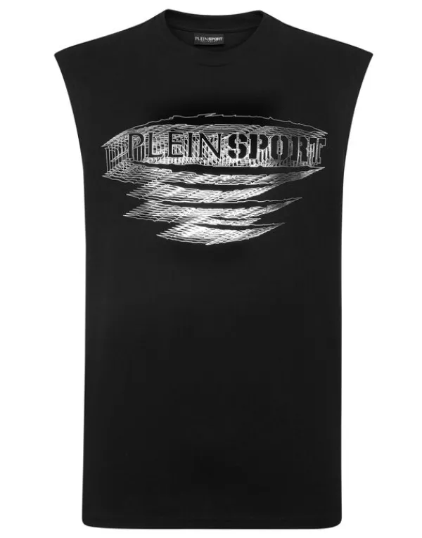 Philipp Plein Sleeveless T-shirt Round Neck black/silver Best