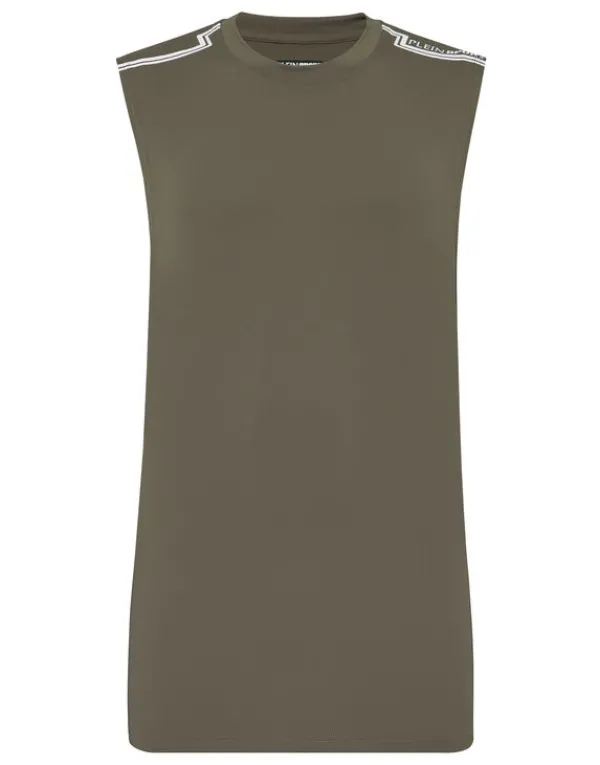 Philipp Plein Sleeveless T-shirt Round Neck SS Military Online