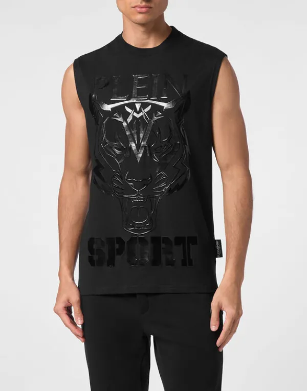 Philipp Plein Sleeveless T-shirt Round Neck SS Tiger black Clearance