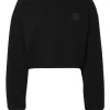 Philipp Plein Sponge Cropped Sweatshirt Round Neck LS black New