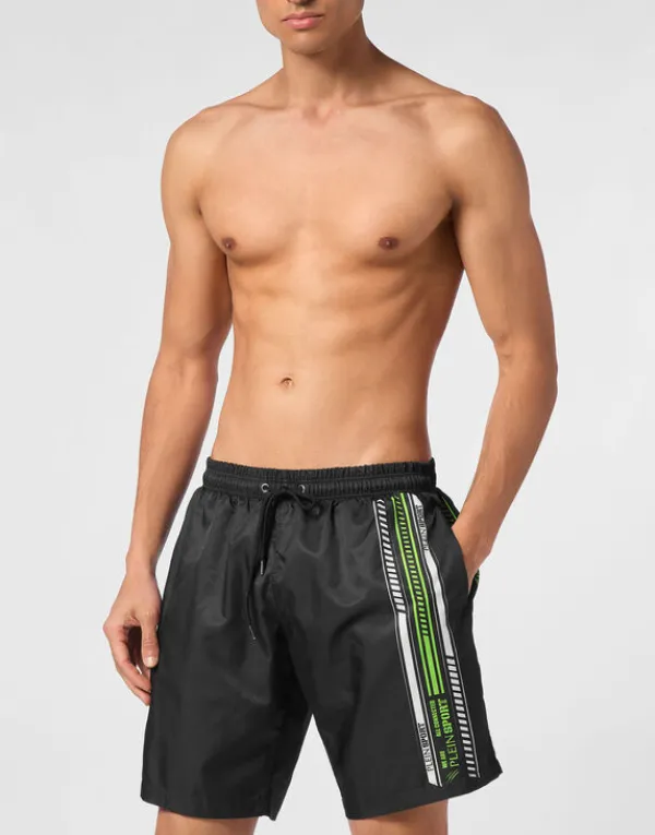 Philipp Plein Swim Shorts black+greenfluo Best