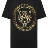 Philipp Plein T-shirt Round Neck SS Carbon Tiger black/lightgold New