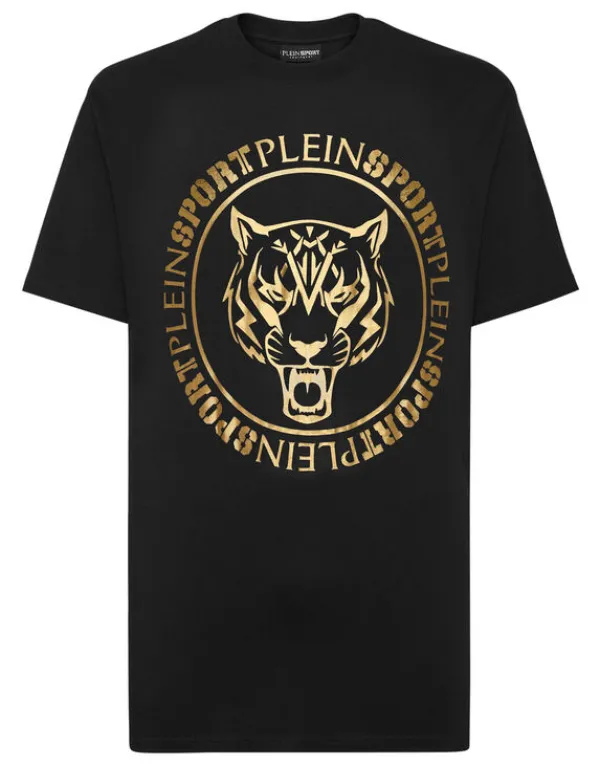 Philipp Plein T-shirt Round Neck SS Carbon Tiger black/lightgold New