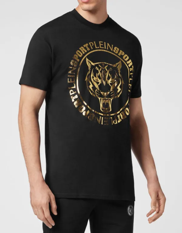 Philipp Plein T-shirt Round Neck SS Carbon Tiger black/lightgold New