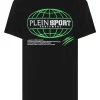 Philipp Plein T-shirt Round Neck SS Global Express Edition black+greenfluo Sale