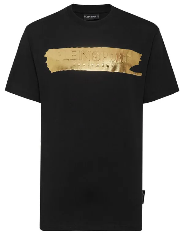 Philipp Plein T-shirt Round Neck SS Silver Brush black/lightgold Sale