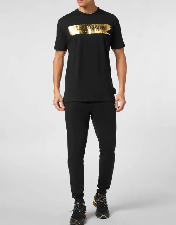 tshirt_round_neck_ss_silv_3-4.webp Philipp Plein T-shirt Round Neck SS Silver Brush black/lightgold Outlet