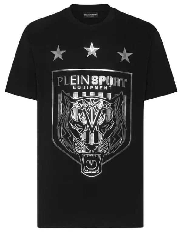 Philipp Plein T-shirt Round Neck SS Tiger Crest Edition black/silver Sale