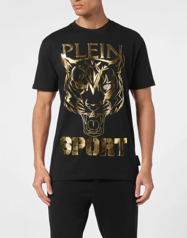 Philipp Plein T-shirt Round Neck SS Tiger Outlet