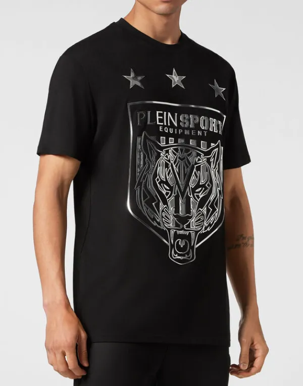 Philipp Plein T-shirt Round Neck SS Tiger Crest Edition black/silver Sale